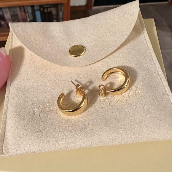 18K Gold Plated Small Dome Hoop Earrings - Picture 4 of 7